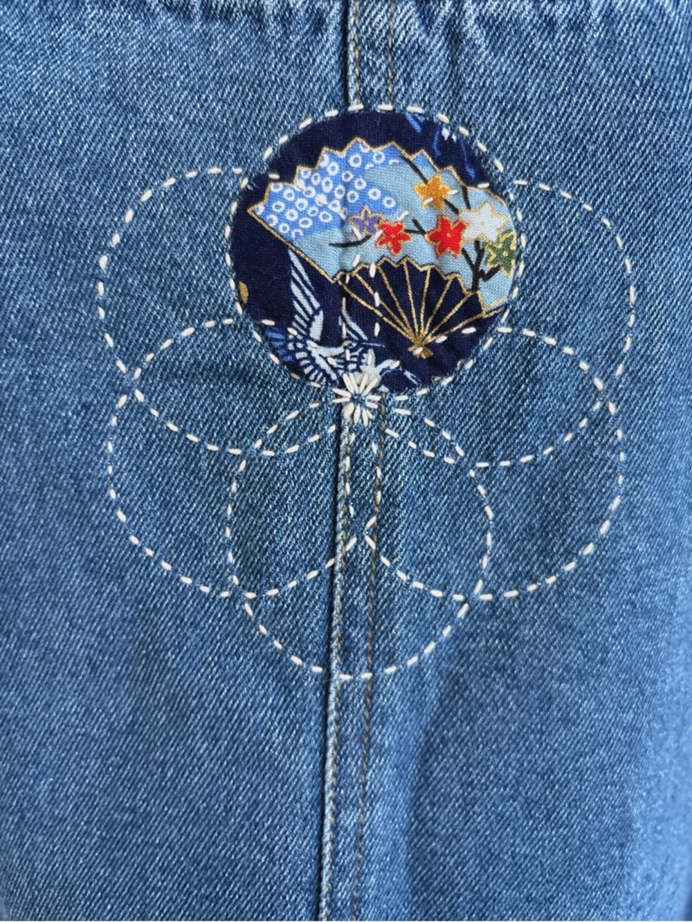 Vintage Haiks Artisan Embroidered Asian Denim Pinafore Jumper Dress Size XL - Picture 6 of 7